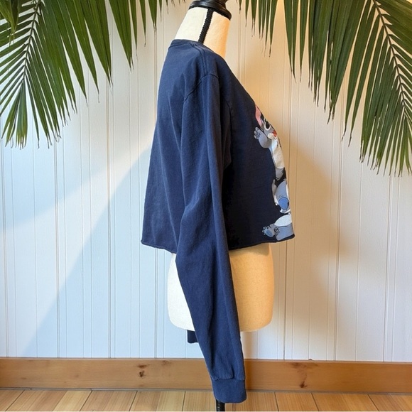 DISNEY Stitch Long Sleeve Cropped Graphic Tee – Size M - Picture 2 of 10